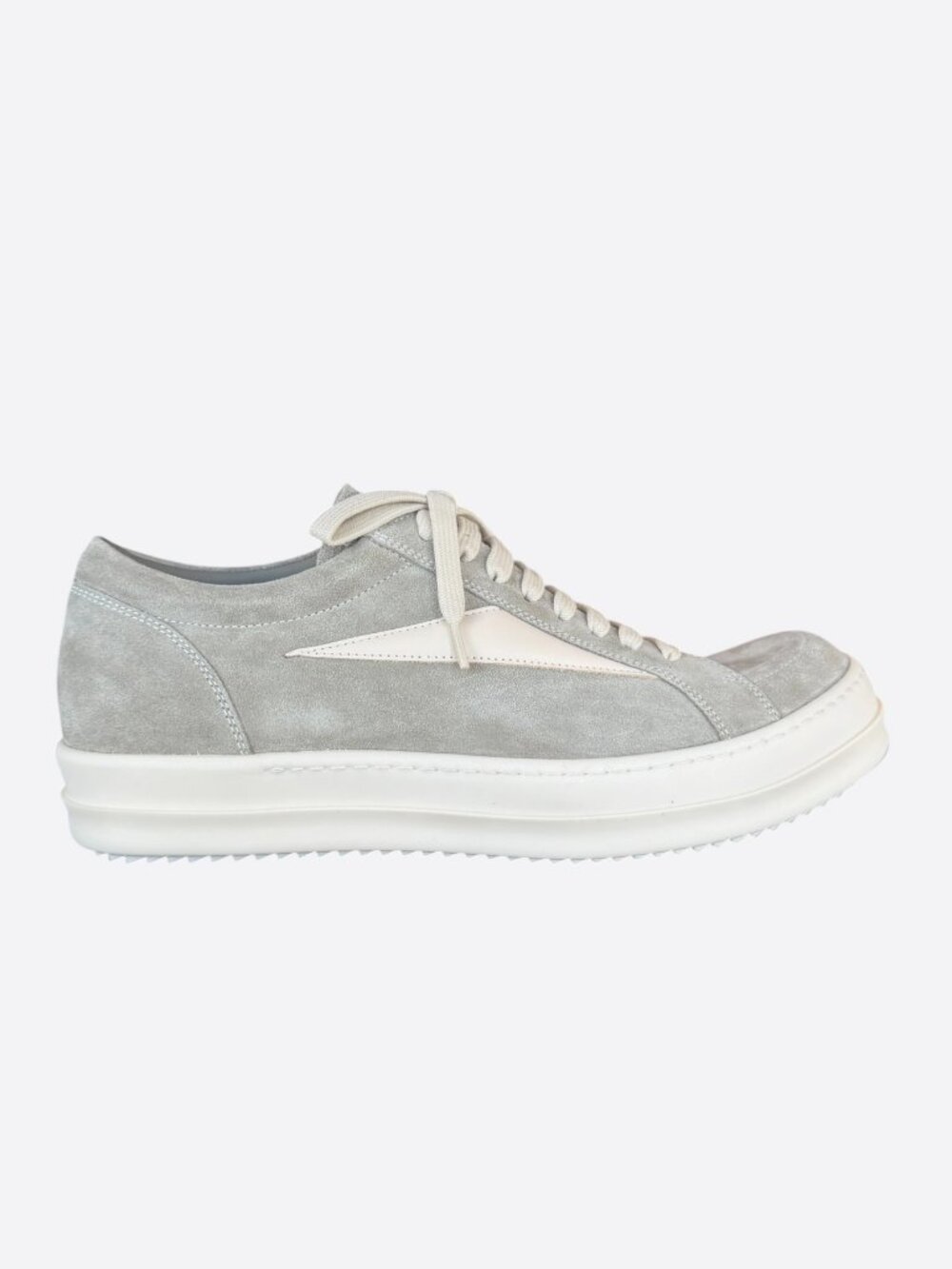 Rick Owens Grey & White Suede Vintage Low Top Sneakers